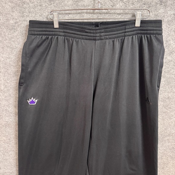 Adidas Track Pants 2XL Black Sacramento Kings NBA Warm Up Snap Game Day Gym READ - Picture 2 of 15